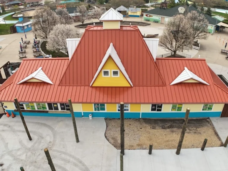 Commercial standing seam metal roof installation in Yorkville IL