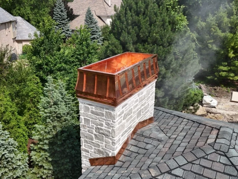 Copper chimney shroud installation in Naperville IL