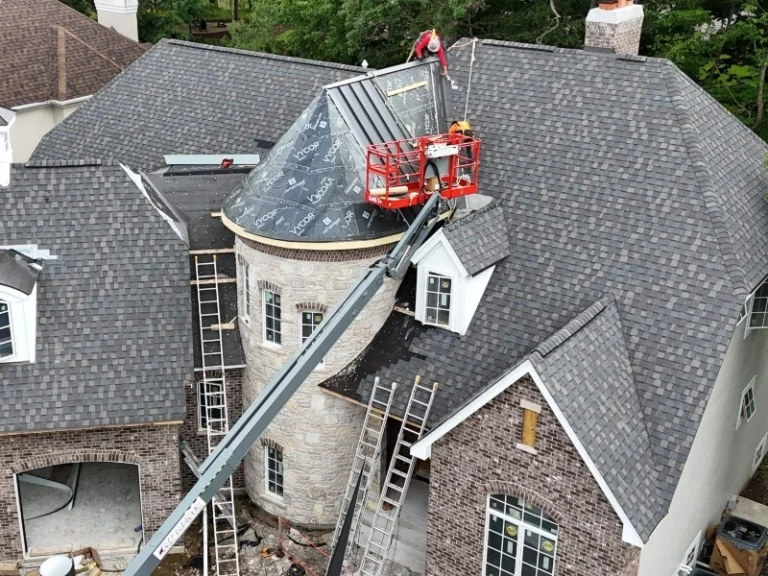 new roof installation in Sugar Grove IL with custom metal turret