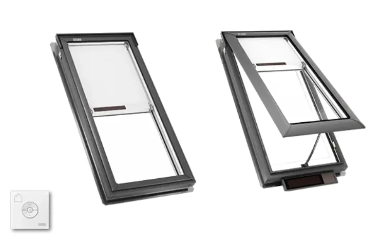 VELUX skylight with integrated shade and handheld remote control