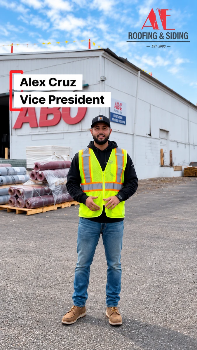 Alex Cruz at a commercial roofing project location